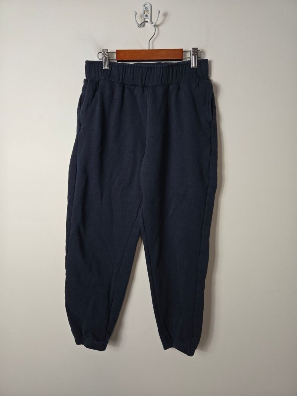 PACT 100% Organic Brushed Fleece Jogger Sweatpants Size S Navy Blue